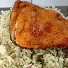 Фото شوید پلو و ماهی قزلآلا 🐟.