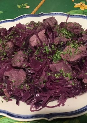 Une photo de Sauté de porc au chou rouge