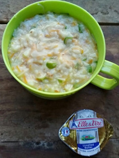 Foto resep Nasi Tim Daging Sapi Giling Wortel Buncis Misoa Cheesy MPASI 1y+