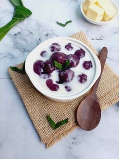 Foto resep Bubur candil ubi ungu kuah santan keju