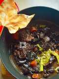 Braised Beef Cheeks with Red Wine and Black Trumpet Mushrooms