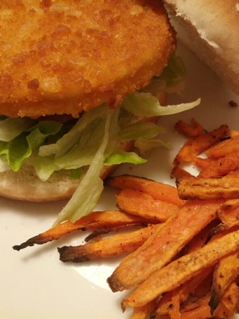 Easy Steps to Prepare Recipe Chicken burger with Cajun spiced sweet potato chips that is  Makes Drooling, Perfect}