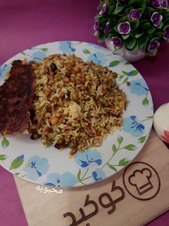 عکسی از دستور رشته پلو با نخود و سویا 😊 (رشته پلو بدون گوشت)