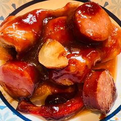 Bbq Roasted Smoked Sausage with Chicken 🐔 A picture of Bbq Roasted Smoked Sausage with Chicken 🐔.