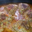 Pollo🐥 guisado con jugo de naranja🍊 y tomates frescos🍅