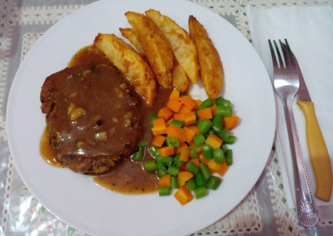 Ikan kranjang steak with blackpaper sauce