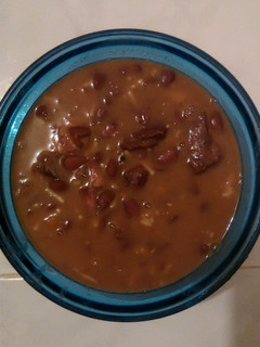 A picture of Jamaican red peas soup.