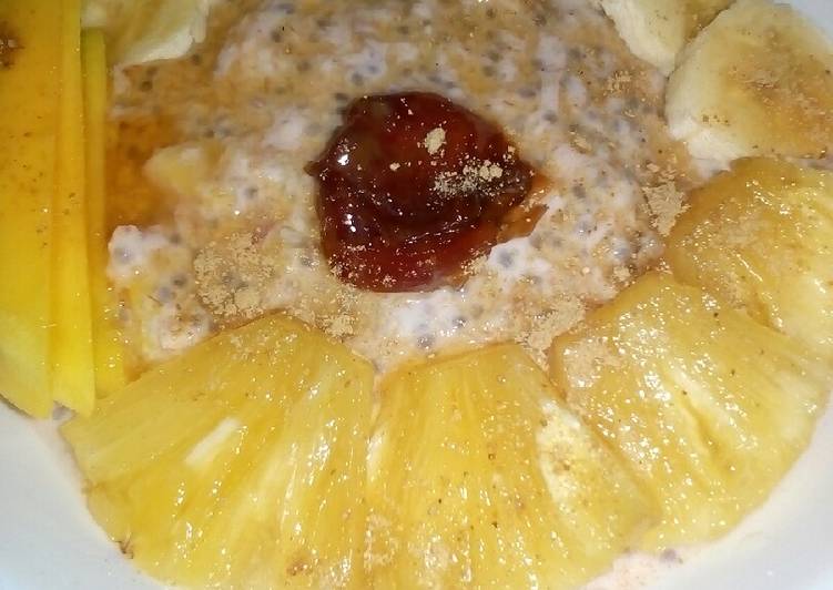 Easiest Way to Cook Delicious Overnight oats with tropical fruits