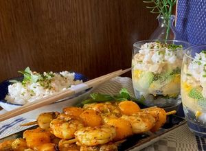 Une photo de Brochettes de Gambas et Melon