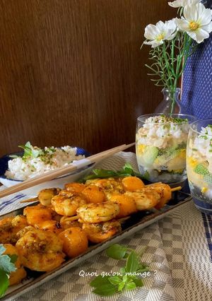 Une photo de Brochettes de Gambas et Melon