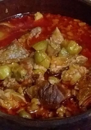 صورة لوصفة طاجن باميه باللحمه