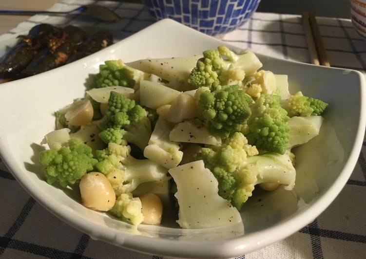 Simple Way to Prepare Super Quick Homemade Butter romanesco cauliflower with roasted macadamia 🥦