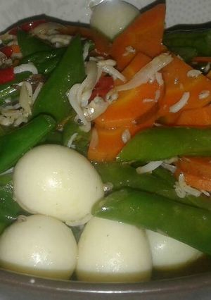 Foto resep Oseng buncis, wortel, telur puyuh dengan sentuhan teri medan