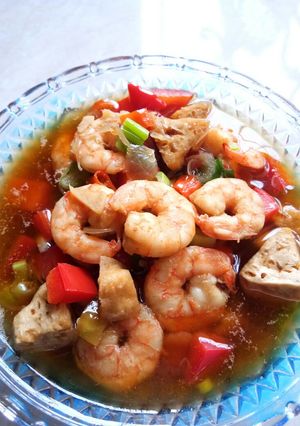 Foto resep Tumis udang tahu saos tiram 😋