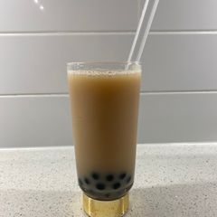 Taiwanese milky bubble tea (iced or hot) A picture of Taiwanese milky bubble tea (iced or hot).