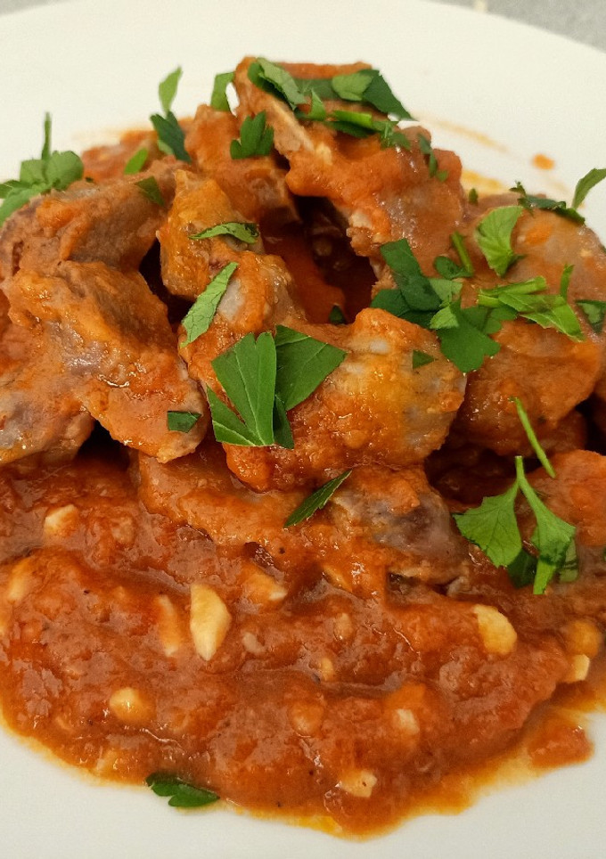 Una foto de Mollejas de pollo en Salsa