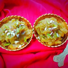 A picture of Sakarkand (sweet potato)ka halwa.