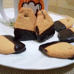 Chocolate Dipped Shortbread Tea Bag Cookies A picture of Chocolate Dipped Shortbread Tea Bag Cookies.