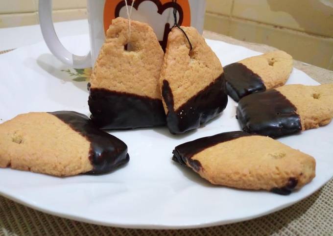 Chocolate Dipped Shortbread Tea Bag Cookies