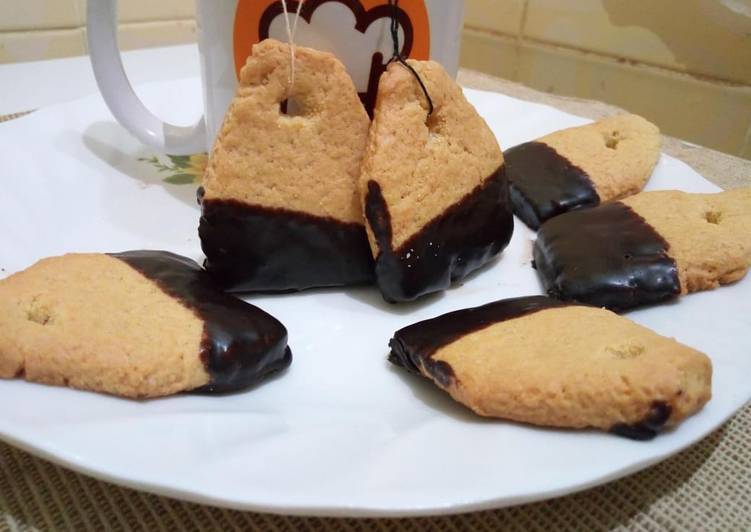 Chocolate Dipped Shortbread Tea Bag Cookies