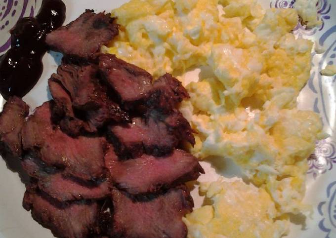 Breakfast steak and eggs