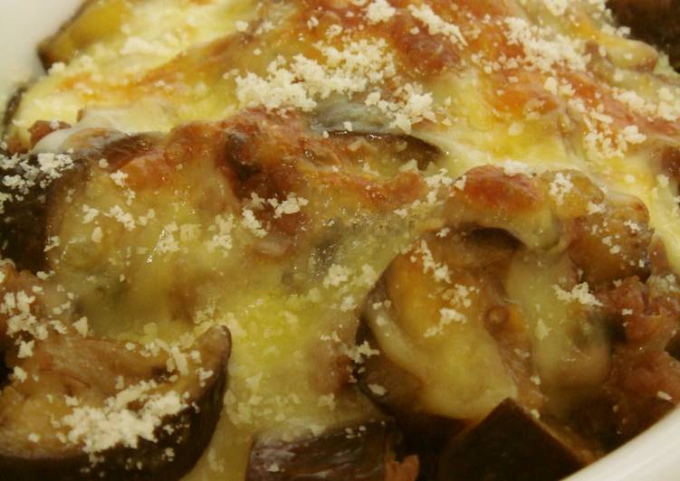 Miso Cheese Eggplant and Ground Meat Bake