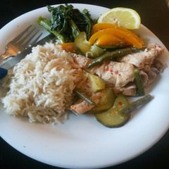 A picture of Tangy baked, foil wrapped salmon.