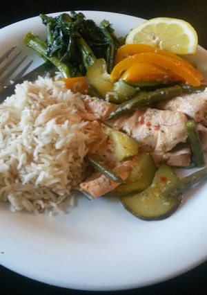 A picture of Tangy baked, foil wrapped salmon.