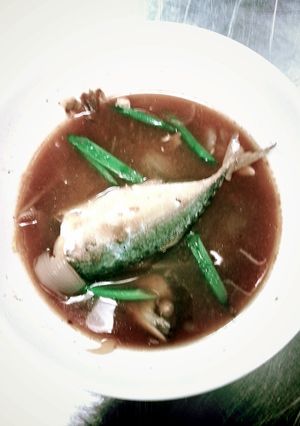 A picture of Three flavour Thai mackerel soup (Traditional).