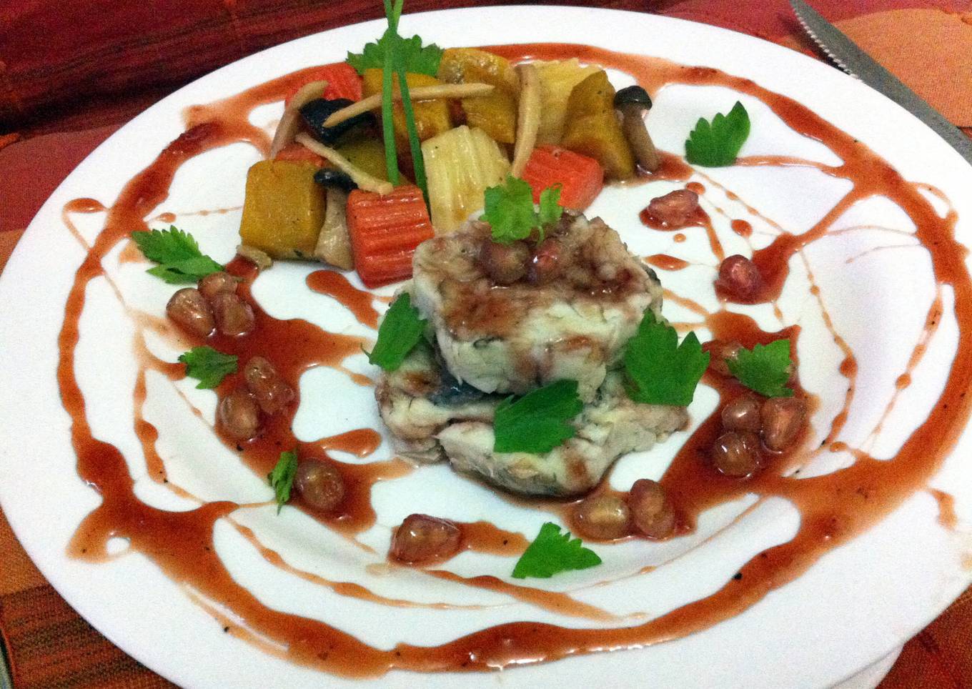 Kanya's Baked Sea Bass With Pink Honey Sauce