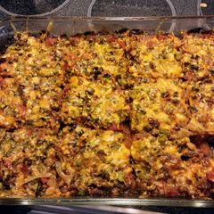 A picture of Mexican Lasagna.