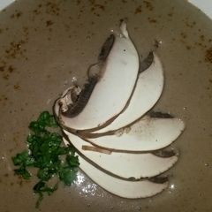 A picture of Sig's Bread and Mushroom soup.