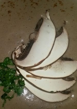 A picture of Sig's Bread and Mushroom soup.