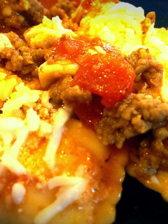 A picture of Cheesy Ravioli and Italian Sausage Skillet.
