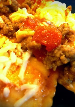 A picture of Cheesy Ravioli and Italian Sausage Skillet.