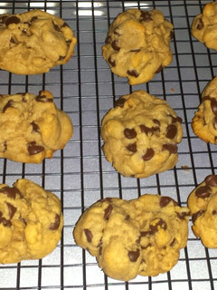 A picture of Grandmas peanut butter chocolate chip cookies.