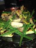 Grilled Squash & Halibut w/ Green Beans & Portobellos