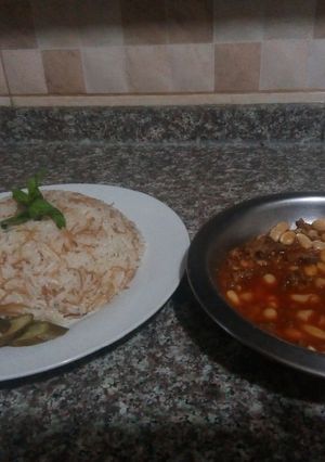 صورة لوصفة فاصوليا مع الارز