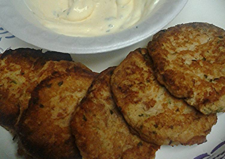 Skye's Tuna patties and a sauce Skye's Tuna patties and a sauce