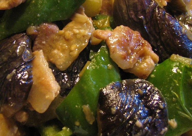 Recipe of Super Quick Homemade Pork, Eggplant, and Bell Pepper Miso Stir-fry that Kids will Love!