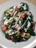 Bacon Avacado & Spinach Salad with Yogurt Lime Poppyseed Dressing