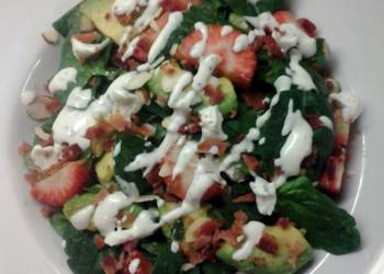 Fresh, Cooking Recipe Bacon Avacado  Spinach Salad with Yogurt Lime Poppyseed Dressing Delicious Steady
