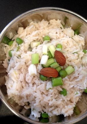 A picture of Indian inspired coconut rice..