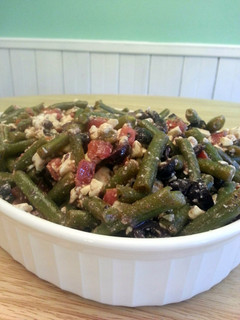 A picture of Marinated Green Beans with Tomatoes & Olives.