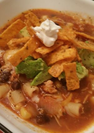 A picture of Chicken Tortilla Soup.