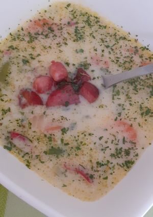 Tejszínes zöldségleves pirított császárszalonnával recept fotója