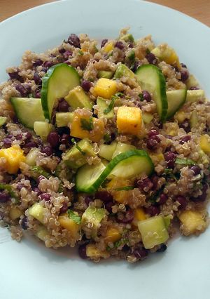 A picture of Vickys Aduki Bean, Mango & Quinoa Salad, GF DF EF SF NF.