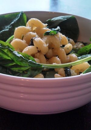 A picture of Callentani with Spinach and Preserved Lemon.