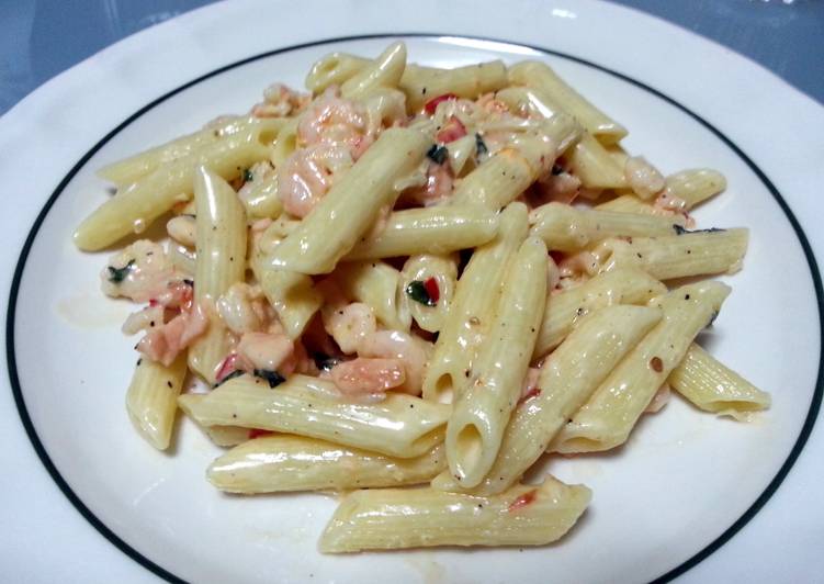 Step-by-Step Guide to Prepare Homemade Penne with shrimps &amp; salmon