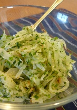 A picture of For Bento or Rice Balls--Stir-Fried Daikon Radish with Ao-nori.